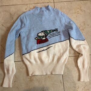 American Eagle Outfitters Blue and Cream Turtleneck Sweater-Snoopy